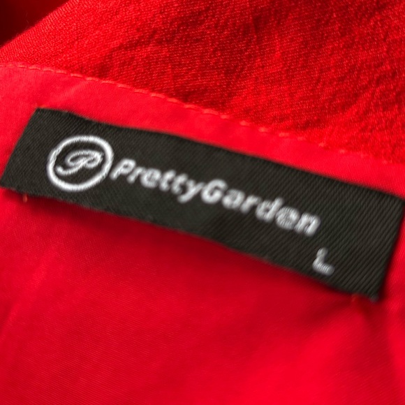 Pretty Garden Red 2 Piece Maxi Skirt Set Pockets Sleeveless Excellent Size L - Picture 4 of 7